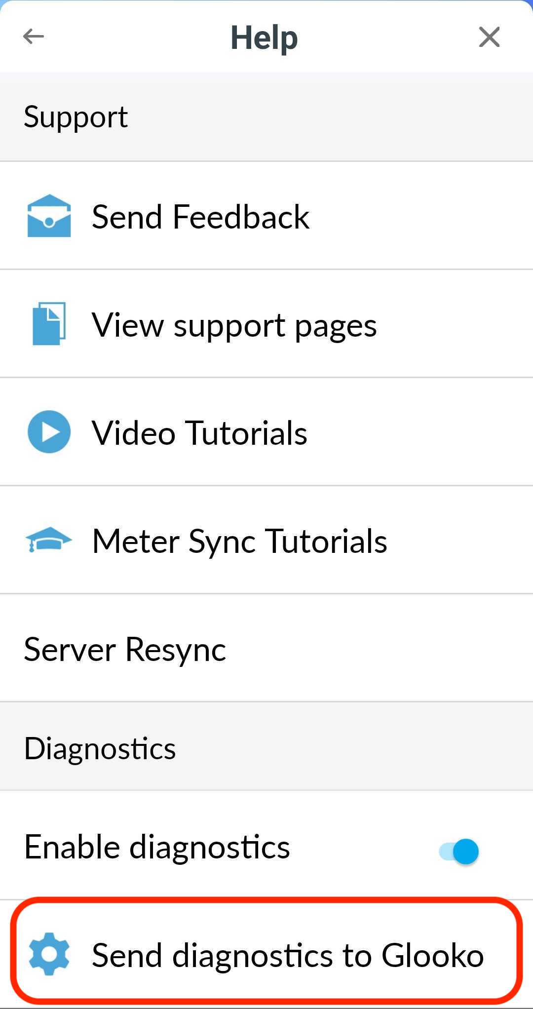 How do I send a diagnostics report on the Glooko® mobile app? Glooko
