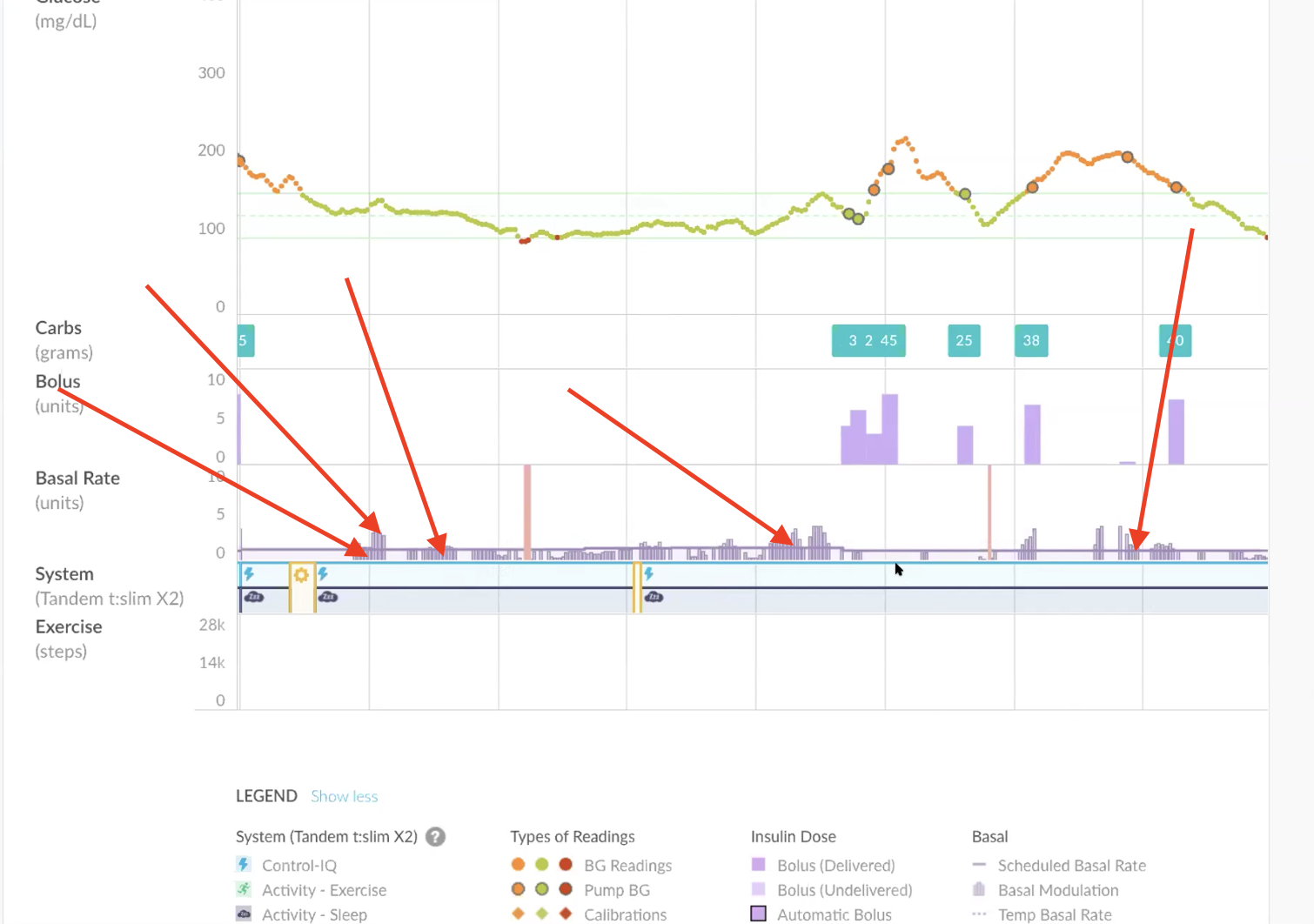 Visualization of Control IQ and Basal IQ events from Tandem t:slim X2 ...